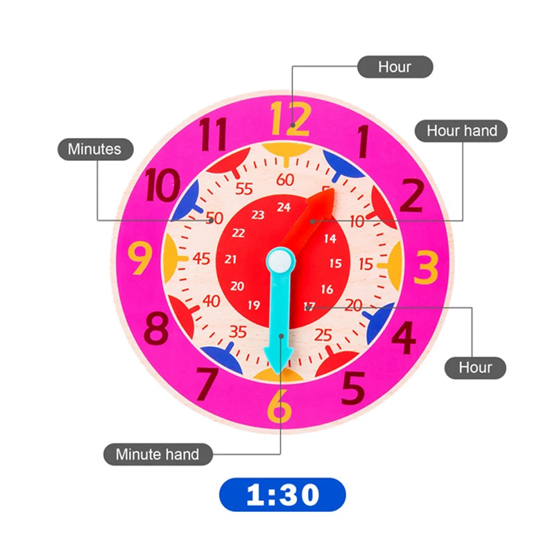 Kids Montessori Wooden Clock