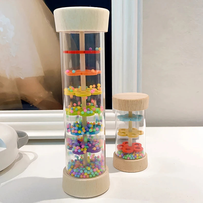 Montessori  Baby Rain Stick Rainbow Hourglass