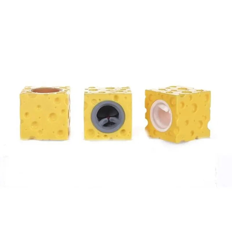 Pop Up Funny Mouse And Cheese Block Squeeze Anti Stress Toy