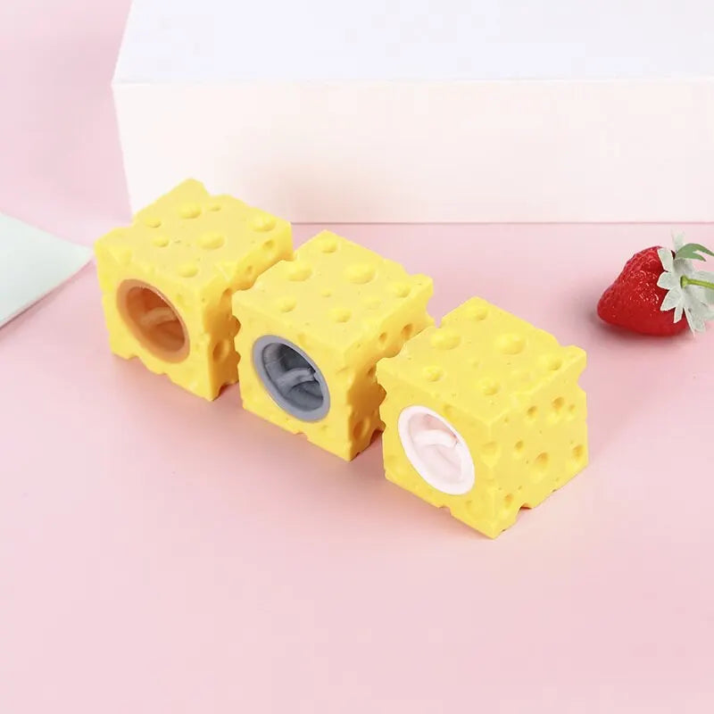 Pop Up Funny Mouse And Cheese Block Squeeze Anti Stress Toy