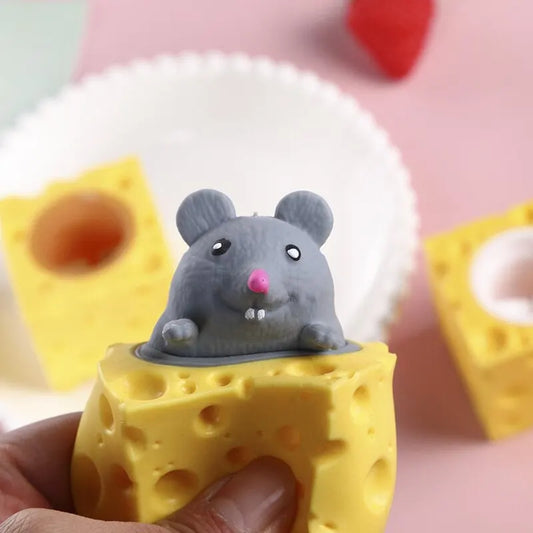 Pop Up Funny Mouse And Cheese Block Squeeze Anti Stress Toy