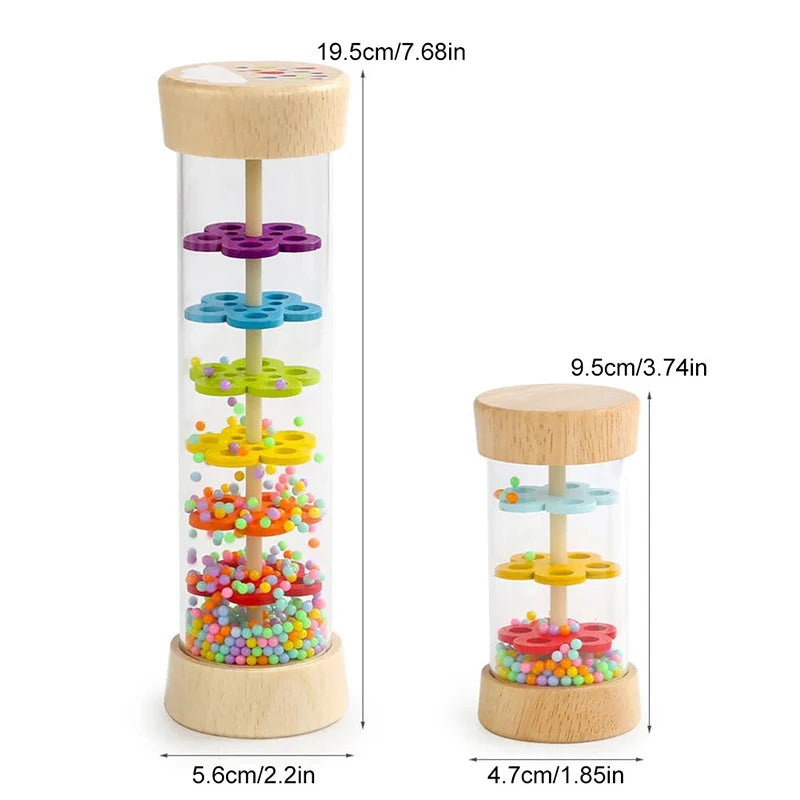 Montessori  Baby Rain Stick Rainbow Hourglass