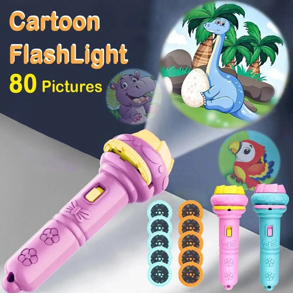 10 Cards Cartoon Projection Flashlight
